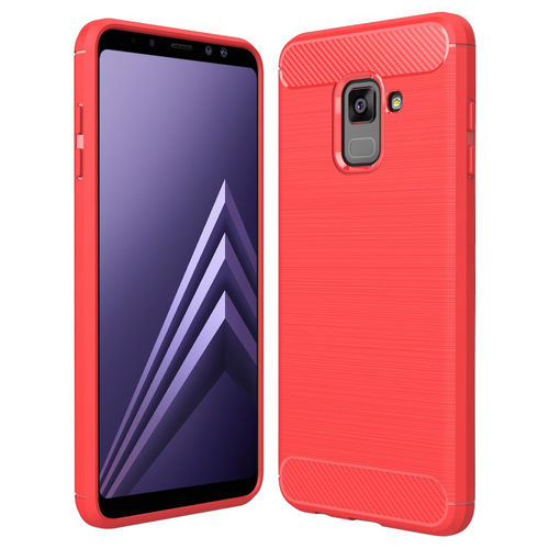 Flexi Slim Carbon Fibre Case for Samsung Galaxy A8+ (2018) - Brushed Red